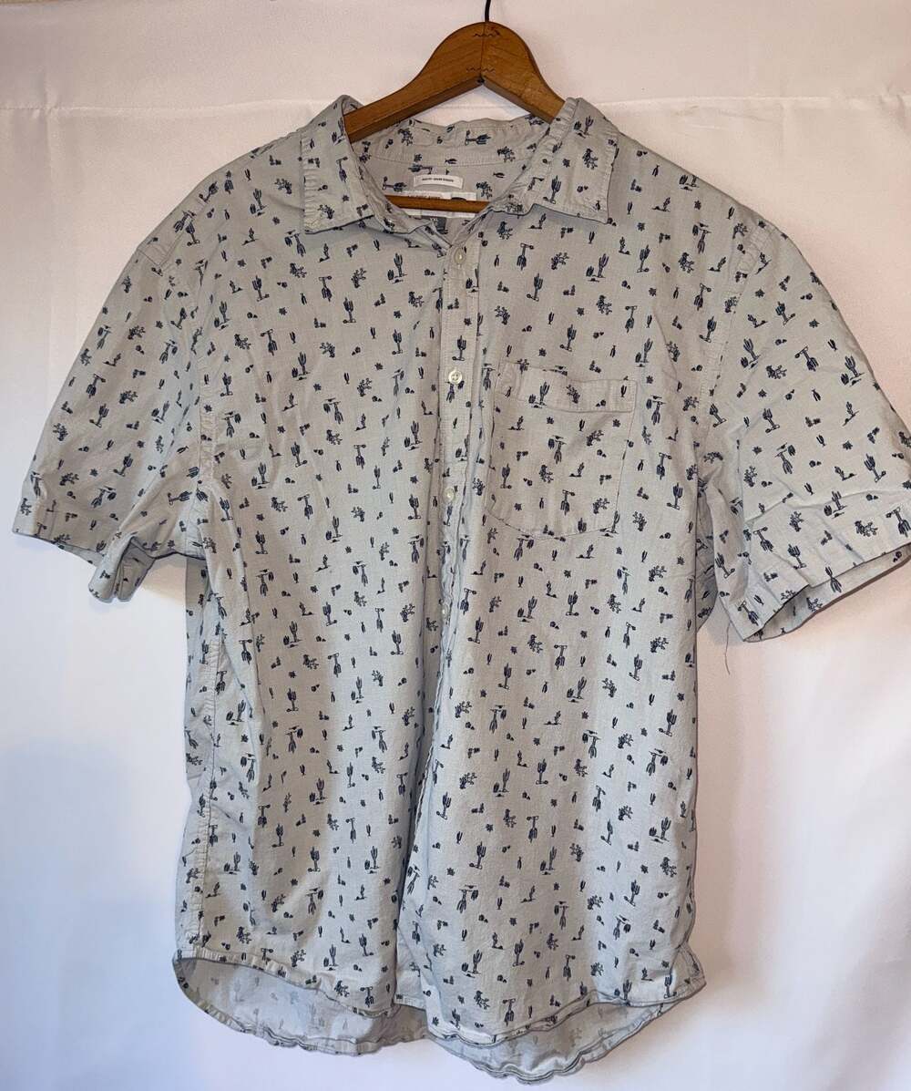 Old Navy The Classic Shirt Slim Fit Cactus Print Short Sleeve XXL
